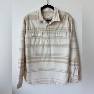 Madewell Quarter Button Cream Striped Shirt Men’s Size Large